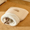 Katzen Kuschelsack Teddy creme Soft-Plüsch Chihuahua Welpe Schlafsack Höhle Nest