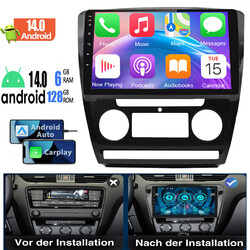 8-Kern 6+128G Android13 GPS NAVI Autoradio BT CarPlay Für koda Octavia 2008-2013