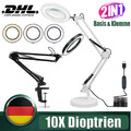 2 IN 1 Lupe mit Licht Und Ständer USB LED Lupenleuchte mit Klemme Dimmbare Lupen
