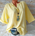 Sommer Bluse Tunika Hemd Italy Longbluse Leinen Optik Übergröße Gelb 46 4850 #27