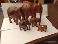 Vintage Deko Holz Elefanten Set handgefertigt Teakholz