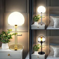 Tischleuchte Tischlampe Schlafzimmerlampe Glas Pilz schwarz silber 1 flammig LED