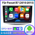 4+64G Android13 Autoradio Carplay GPS Navi DAB BT Für VW Passat B6 B7 CC 2010-15