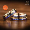His And Hers Orionnebel Rosegold Ringe - Wolframbänder mit echtem Meteorit