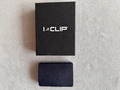 i-Clip Wallet / Kreditkartenetui, blau, Leder / Alu, kurz genutzt