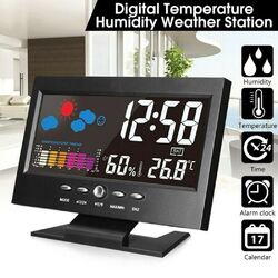 2024 Digitale Wecker Wetterstation Farbdisplay Thermometer Innen-Uhr