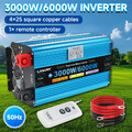 3000W 6000W Reiner Sinus Wechselrichter 24V/230V Spannungswandler LED USB 2AC 