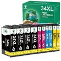 10 XXL Drucker Patronen für Epson 34 XL WorkForce Pro WF-3700 WF-3720 WF-3725