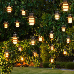 Solarleuchte Lichterkette Leuchtkette 24x LED Laternen Erdspieß Flammeneffekt