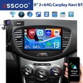 Für Hyundai i10 2007-13 DAB+ Autoradio Android 14 Apple Carplay 64G GPS Navi Kam