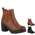 Damen Stiefeletten Chelsea Boots Profilsohle Blockabsatz Schuhe 902286 New Look