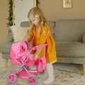 Rosa Kinder Deluxe Metall Puppen Kinderwagen Kinderwagen Spielzeug mit zusammenklappbarer Kapuze für Alter 3+