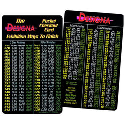 Designa Darts Professional Checkout Card Ways to Finish (Check Weg) NEU