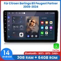Für Citroen Berlingo B9 Peugeot Partner Carplay Android14 Autoradio GPS Navi 64G