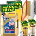 MANN INSPEKTIONSPAKET+5L LIQUI MOLY 5W-30 ÖL passend für AUDI A3 8V GOLF 7 TDI