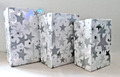 Geschenk schachtel Weihnachtsbox Set 3 Stück Sterne silber weiß grau 20 x 14 cm
