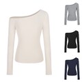Raffiniertes Damen Langarm T-Shirt mit Schulterfreiem Schnitt Fashion Fit