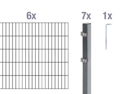 Alberts Doppelstabmattenzaun 14 tlg. Zaun-Komplettset anthrazit H: 200cm L: 12m 