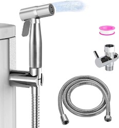 Bidet Brause Edelstahl WC Hand Duschkopf mit Halter Intim Hygiene Dusche Bad Set