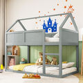 Etagenbett 90x200 cm Hochbett Kinderbett Hausbett Bettrahmen Mit Lattenrost Grau