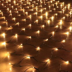Solar LED Lichternetz Lichtervorhang Lichterkette Netzlicht Garten Außen 8 Modi