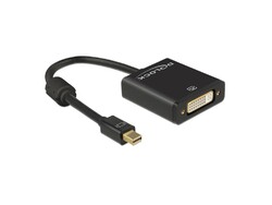 Adapter mini Displayport 1.2 Stecker an DVI Buchse, 4K Aktiv, schwarz, 0,2m, Del