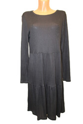 Kleid L 42 Midikleid wadenlang langarm dünnes Strickkleid Winterkleid schwarz