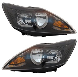 Scheinwerfer Set für Ford Focus MK2 Facelift 2008- Halogen H1 H7 Schwarz LWR