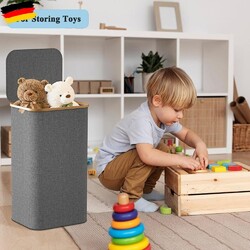 2stk Wäschekorb Wäschesammler Wäschebox Bambus Wäschetonne Wäschesack Korb 100L