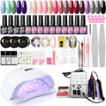 Gel Nägel Starterset mit 80W UV Lampe UV Nagellack Poly Gel Nagelset Nagelfräser