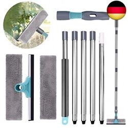 2-in-1 Fensterwischer, Jubor Professioneller Fensterputzer mit Teleskopstiel,