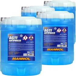 4x10 LITER MANNOL AG11 BLAU bis -40°C KÜHLERFROSTSCHUTZ KÜHLMITTEL FERTIG-MIX
