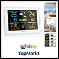 Wetterstation Funk mit Außensensor, Digital Farbdisplay DCF-Funkuhr Innen und...