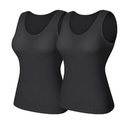 Damen Basic Tank Tops Unterhemd mit integriertem gepolstertem BH-Unterhemd Cami