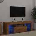 vidaXL TV-Schrank mit LED-Leuchten Weiß Sonoma-Eiche 120x35x40 cm
