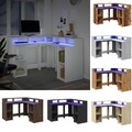 Schreibtisch mit LED Computertisch Gamingtisch Bürotisch Arbeitstisch Holz