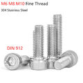 Zylinderschrauben Feingewinde DIN 912 Innensechskant M6 M8 M10 Edelstahl A2 V2A