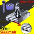 9000mAh Akku LED Anzeige + Filter Für Dyson V6 DC58 Animal Absolute Staubsauger