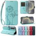 Gemustert Handy Flip Leder Case SchutzHülle Etui Wallet Karte Seil Bumper Tasche