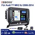 DAB+ Android 14 Carplay Autoradio 2+32G GPS NAVI WIFI für Audi TT MK2 8J 2006-14