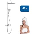 Silber Duschsystem Thermostat mit 12 Zoll Regendusche & 5-Funktion Handbrause