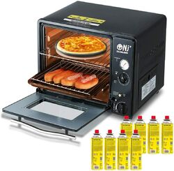 Portable Mini Gas Backofen 30 Liter, Camping Grill 1.3kW Timer + 8 Gaskartuschen