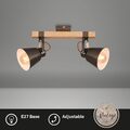 Strahler Briloner Talle Holz Metall Grau 2er Spot E27 Deckenlampe 2x E27