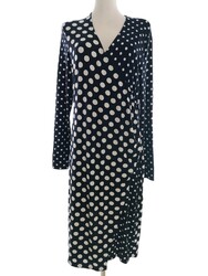 Gerry weber  Größe 40 Marineblau Midi Wickel Kleid Viskose Langarm Asymmetrisch