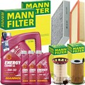 MANN FILTERSET+MANNOL 5W-30 ÖL passend für 3.0 D VW TOUAREG 7P5 PORSCHE CAYENNE