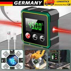 1x Digital Winkelmesser Wasserwaage Magnetisch LCD Neigungsmesser Mit Laser DHL