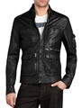 Herren Echt Lammleder Weiche Napa Lederjacke Schwarz Motorrad Biker Jacke