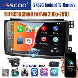 DAB+ Carplay Android 13 GPS Nav Autoradio RDS Kam Für Smart Fortwo 451 2005-2010
