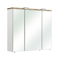 Spiegelschrank, 80cm breit, in weiß Glanz mit Steckdose, LED Beleuchtung