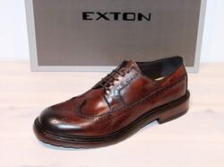 EXTON Leder-Schnürer Halbschuh Business Braun - Made in Italy - Neu!